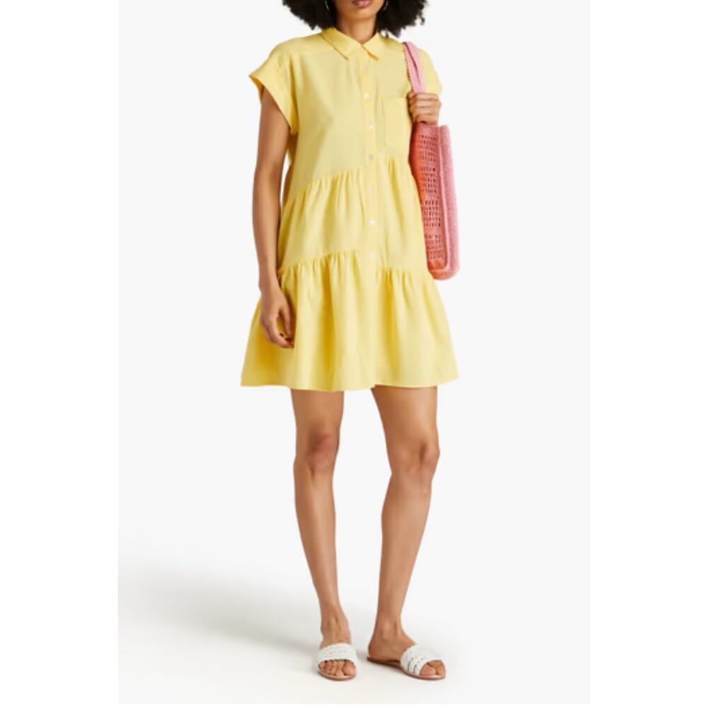NEW NWT Veronica Beard Harrow Tiered Seersucker Mini Shirt Dress size Small